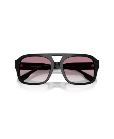 Tory Burch Double-bridge Square-frame Sunglasses In Black