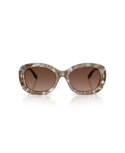 Tory Burch Marble-effect Oval-frame Sunglasses In Brown