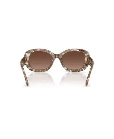 Tory Burch Marble-effect Oval-frame Sunglasses In Brown