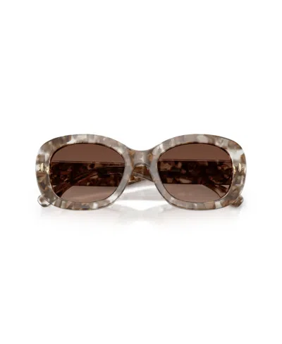 Tory Burch Marble-effect Oval-frame Sunglasses In Brown