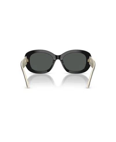 Tory Burch Oval-frame Logo-detail Sunglasses In Black