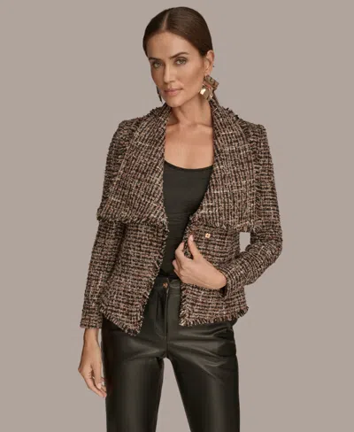 Donna Karan Women's Belted Tweed Blazer In Gray