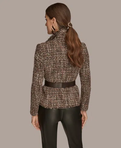 Donna Karan Women's Belted Tweed Blazer In Gray