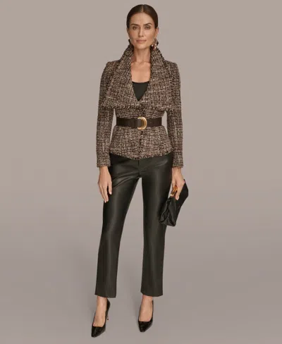 Donna Karan Women's Belted Tweed Blazer In Gray