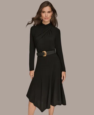Donna Karan Women's Long Sleeves Angle Hem Dress In Black