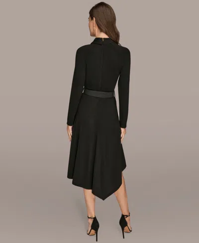 Donna Karan Women's Long Sleeves Angle Hem Dress In Black