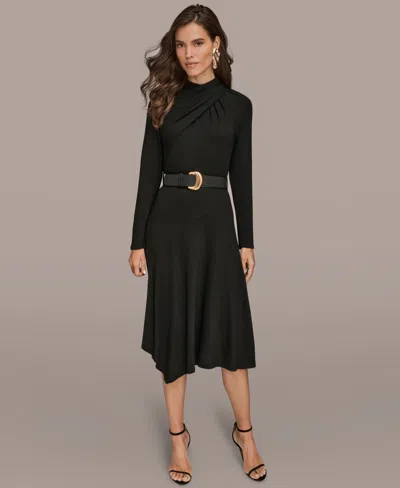 Donna Karan Women's Long Sleeves Angle Hem Dress In Black