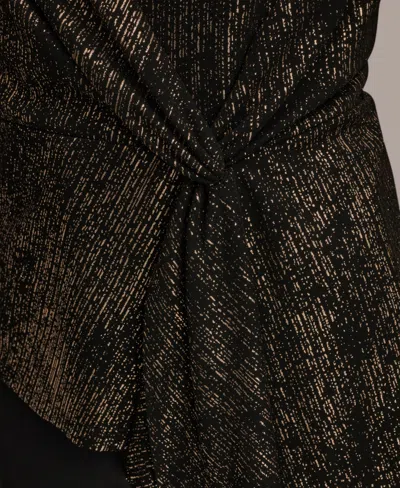 Donna Karan New York Metallic Long Sleeve Shirt In Black
