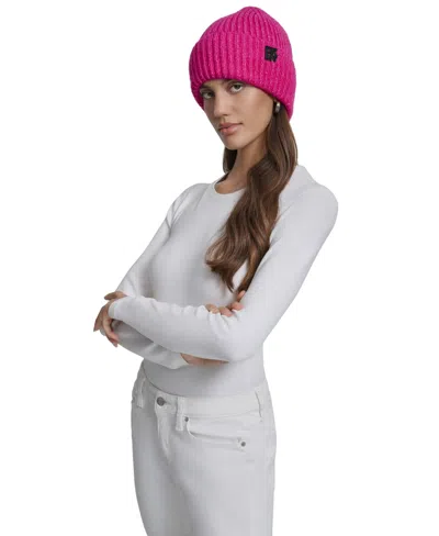 Dkny Women's Shaker Rib Cuff Beanie In Pink