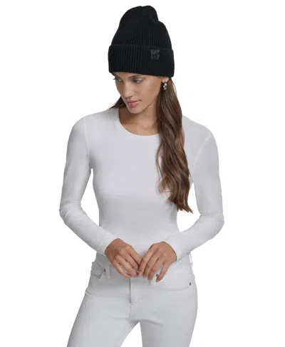 Dkny Women's Shaker Rib Cuff Beanie In Black