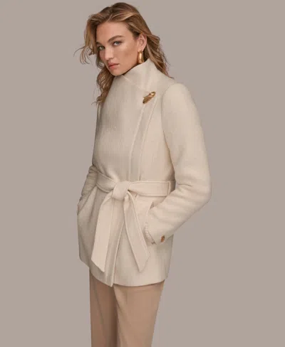 Donna Karan Women's Wing Collar Belted Coat In White