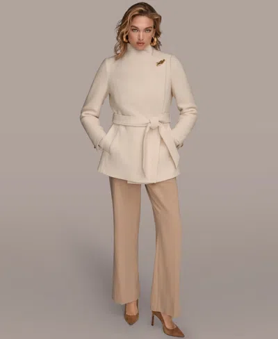 Donna Karan Women's Wing Collar Belted Coat In White