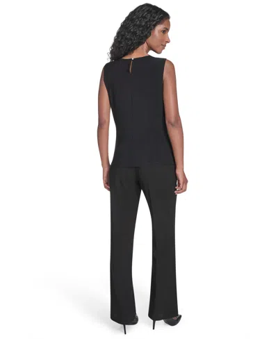 Calvin Klein Petite Printed Pleated Design Cami Top In Black