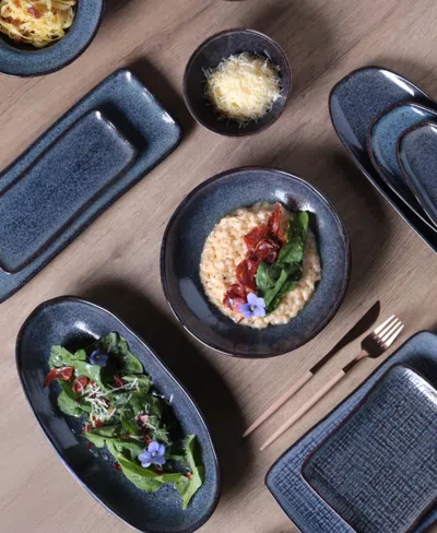 Porto Brasil Stoneware Large Deep Oval Platters, Set Of 4 In Blue