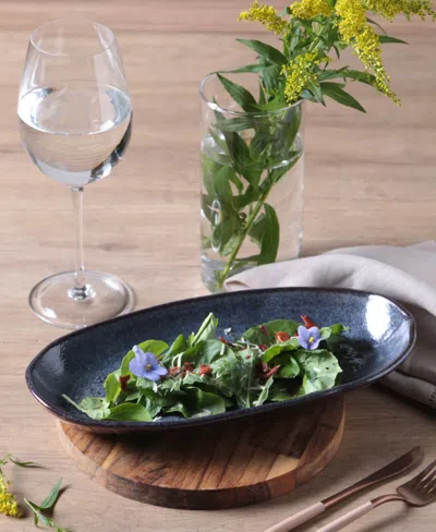 Porto Brasil Stoneware Large Deep Oval Platters, Set Of 4 In Blue