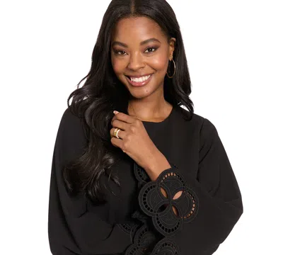 London Times Women's Embellished Long Sleeves Dress In Black