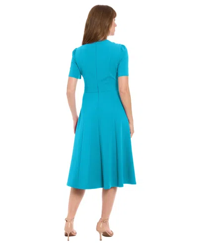 London Times Women's Solid Crew Neck Dress In Blue