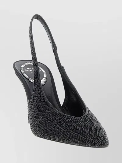 René Caovilla Textured Slingback Pump Pointed Toe In Black
