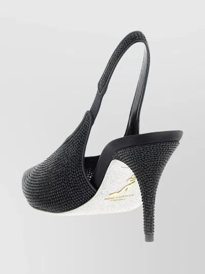 René Caovilla Textured Slingback Pump Pointed Toe In Black