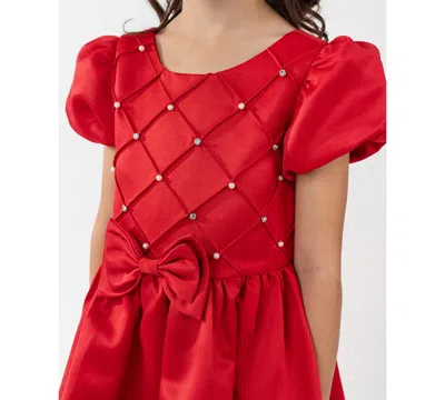 Rare Editions Girls 2t-6x Embellished Short Sleeve Dress In Red
