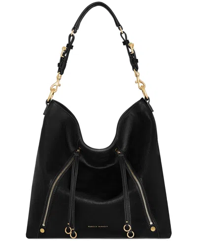 Rebecca Minkoff Rivington Leather Hobo Bag In Black