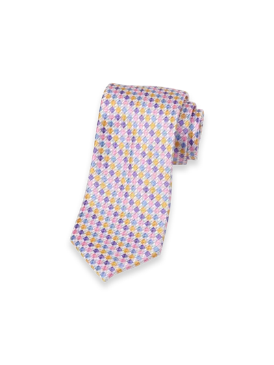 Paul Fredrick Geometric Woven Silk Tie In Purple