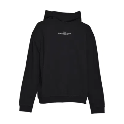 Maison Margiela Minimalist Black Hoodie With Upside-down Logo In Black