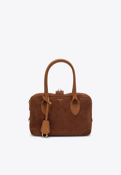 Golden Goose Db Suede Top Handle Bag In Brown