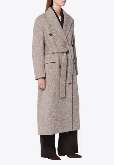 Golden Goose Db Wool-blend Belted Coat In Gray