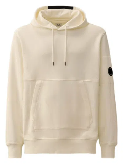 C.p. Company Adjustable Hooded Sweatshirt With Distinctive Lens Detail In Neutral