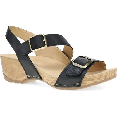 Dansko Trinity Sandal In Black Burnished Suede