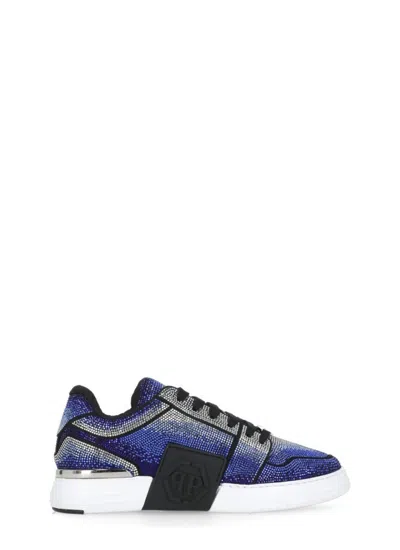Philipp Plein Strass Embellished Low Top Sneakers In Blue