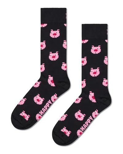 Happy Socks Pig Socks In Black