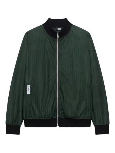 Gcds Triacetate Pinstripe Track Jacket In Green