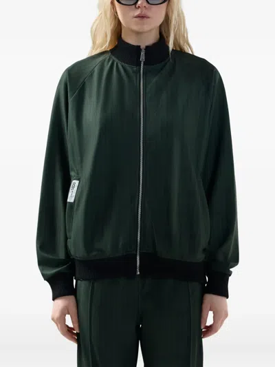 Gcds Triacetate Pinstripe Track Jacket In Green
