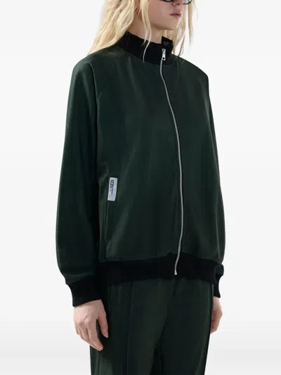 Gcds Triacetate Pinstripe Track Jacket In Green