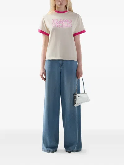 Gcds Ringer Graphic T-shirt In Neutral