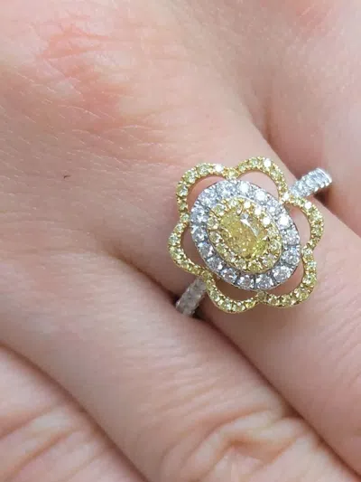 Hyt Jewelry 18k White And Yellow Gold Diamond Ring In Gold