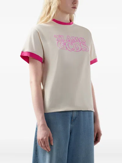 Gcds Ringer Graphic T-shirt In Neutral