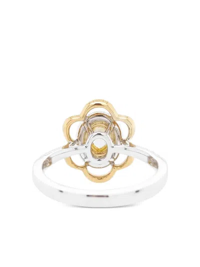 Hyt Jewelry 18k White And Yellow Gold Diamond Ring In Gold