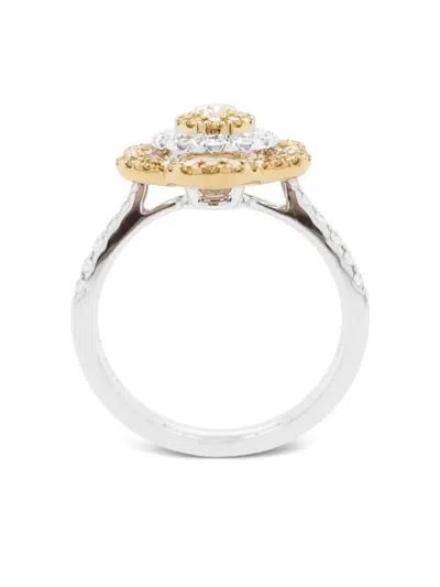 Hyt Jewelry 18k White And Yellow Gold Diamond Ring In Gold