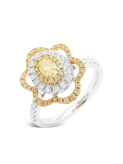 Hyt Jewelry 18k White And Yellow Gold Diamond Ring In Gold