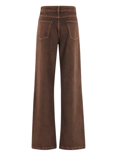 Federica Tosi Wide-leg Jeans With Classic Five-pocket Design In Brown