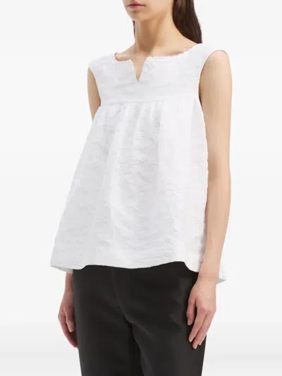 Shushu-tong Textured V-neck Top In White