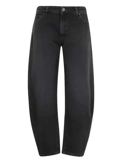 Federica Tosi Balloon-style Black Denim Jeans With Tapered Leg In Black