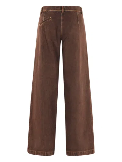 Federica Tosi Relaxed Wide-leg Jeans With Shaded Dark Brown Finish In Brown