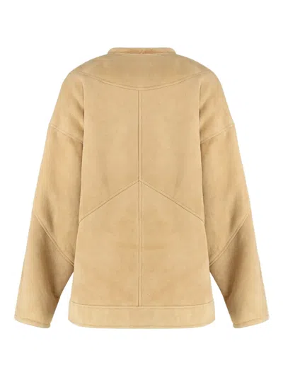 Halfboy Button Sheepskin Jacket In Neutral