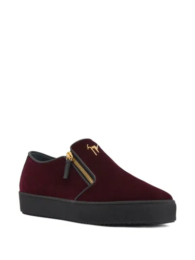 Giuseppe Zanotti Gz-kobe Signature-detail Zipped Slip-ons In Burgundy