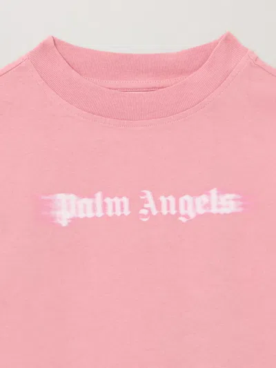Palm Angels Blurred Logo Reg.tshirt S/s In Pink
