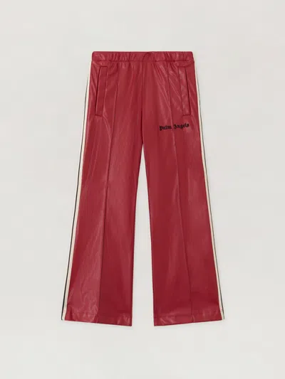 Palm Angels Pa Coated Track Flare Pant In Red